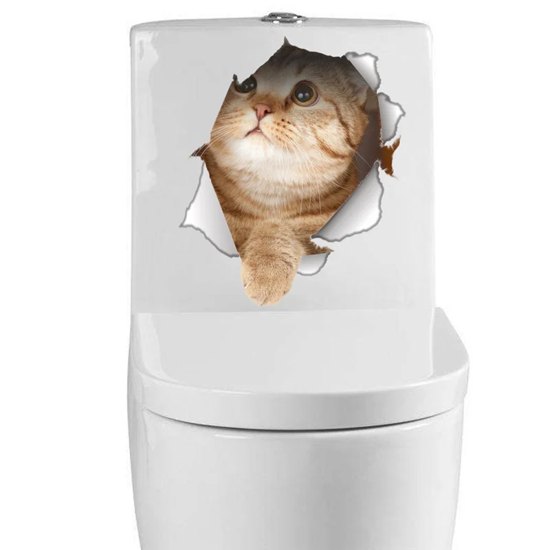 Наклейки на сиденья милого кота для туалета украшение дома Diy Яркие 3d настенные