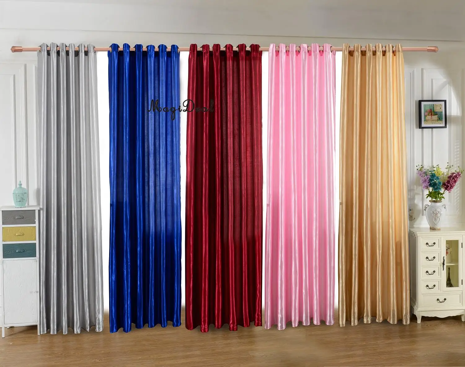 

MagiDeal Modern Solid Blackout Curtains for Living Room Bedroom Jacquard Window Room Panel Shade Curtain Drape Blind 100x200cm
