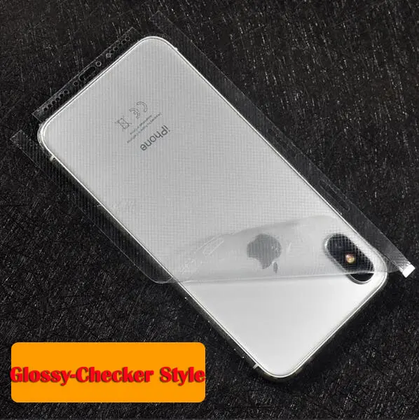 Matte Leather Carbon fiber checker Full protective cover Back edge sides sticker For Iphone X Clear skin protector 50pcs/lots | Мобильные