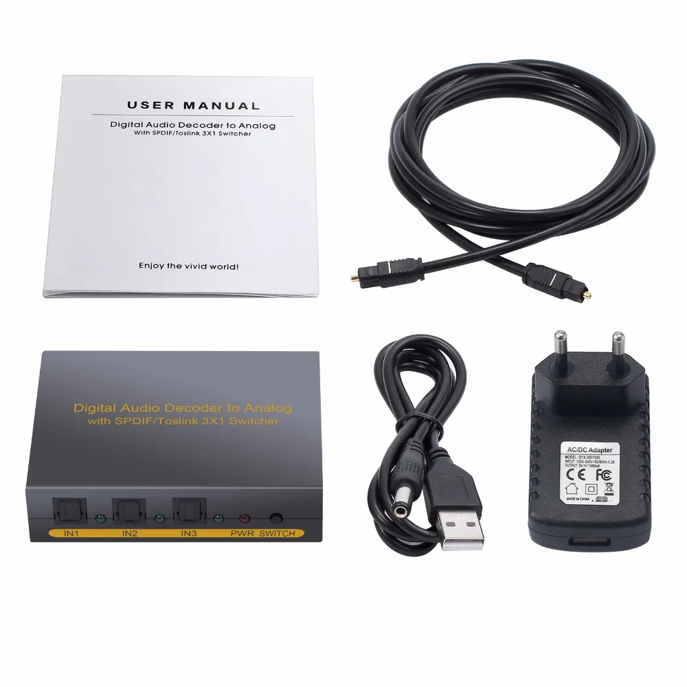 Proster 3 порта оптический SPDIF Toslink для L/R RCA 5 мм стерео аудио с коммутатор цифровой