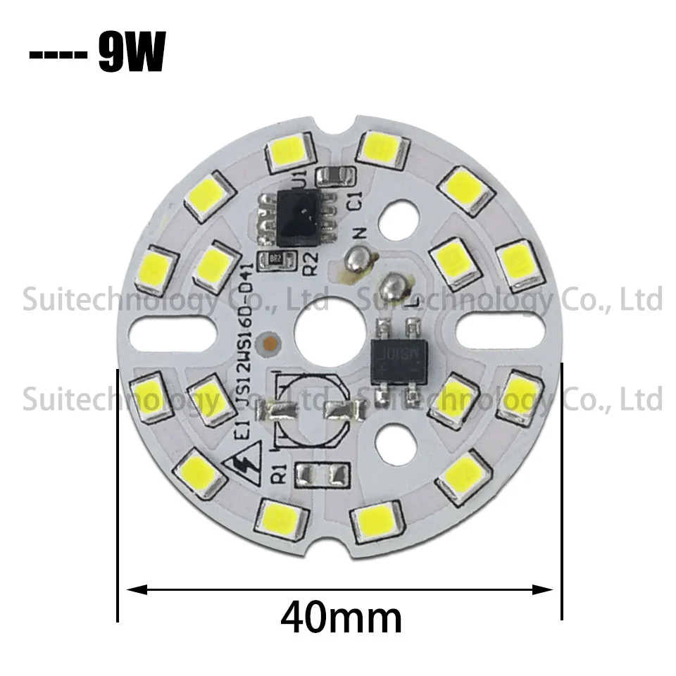 10 шт. DIY светодиодный ламповый светильник SMD 9 Вт 40 мм чип AC 220 В вход Smart IC светодиодный светильник для лампы светильник вниз Точечный светильник SMD2835 - Испускаемый цвет: 9W  AC220V