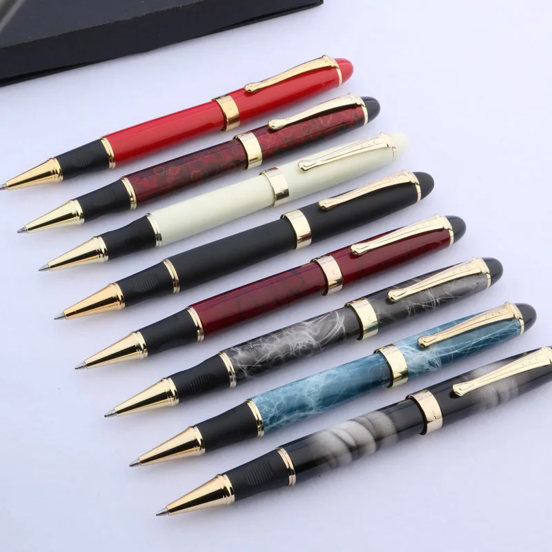 Шариковая ручка JINHAO X450 с серой облачкой металлическая черная оранжевая