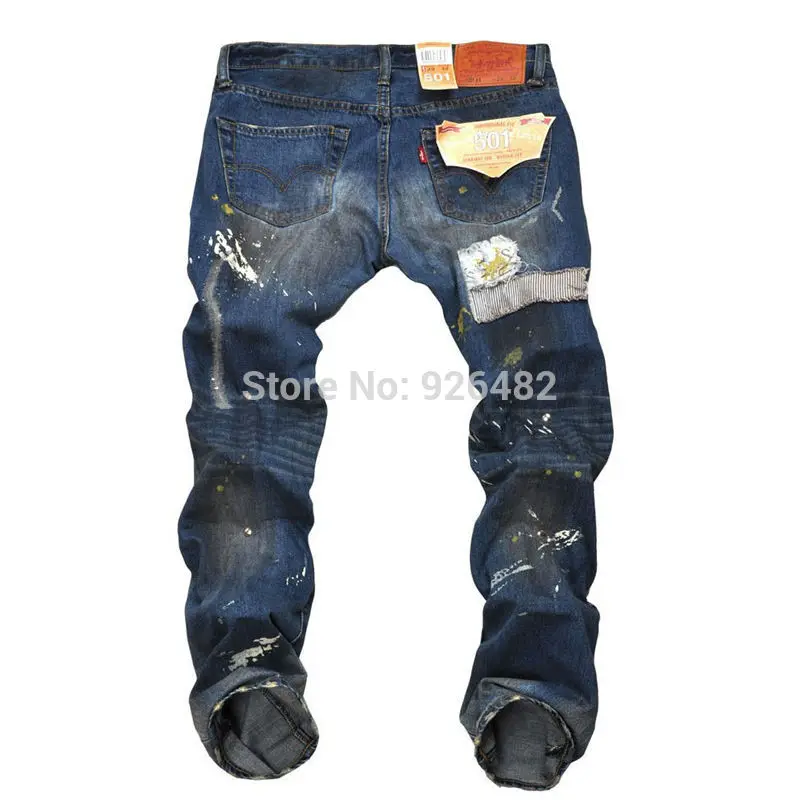 Male Ripped Torn Jeans Beggar Trousers Men's Designer Destroyed New Style Hip Hop Rock f Men Frayed Pants | Мужская одежда