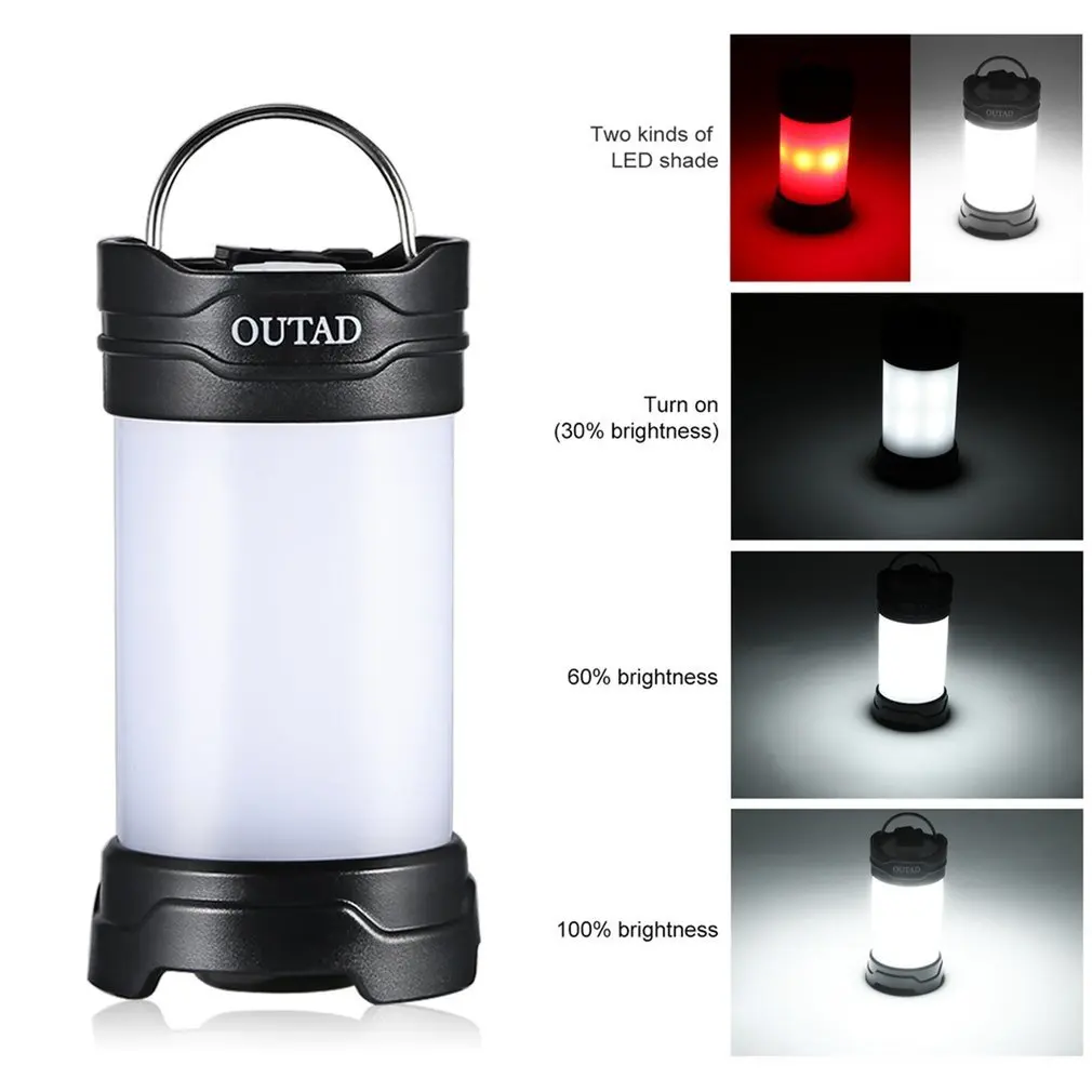 OUTAD мини Водонепроницаемый фонарь кемпинг light 2000 мАч Rechargeable 300LM 7 режим вывода