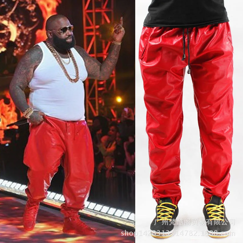 HIP HOP Mens faux leather pants zipper design sweatpants man Skinny  Motorcycle joggers casual red/black pu trouser - купить по выгодной цене |  AliExpress