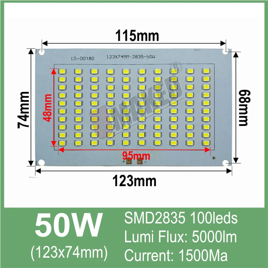 50 Вт Светодиодный прожектор PCB плата SMD5054/2835/5730 светодиодный Алюминий ручка с пластинчатым основанием, теплый белый/белый Светодиодный прожектор источник