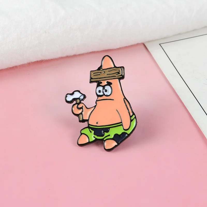 GDHY SpongeBob аниме серия брошь 16 видов стилей губка-Боб эмалированные булавки морские звезды Барнакл мальчик дом в форме ананаса для детей Кнопка значок