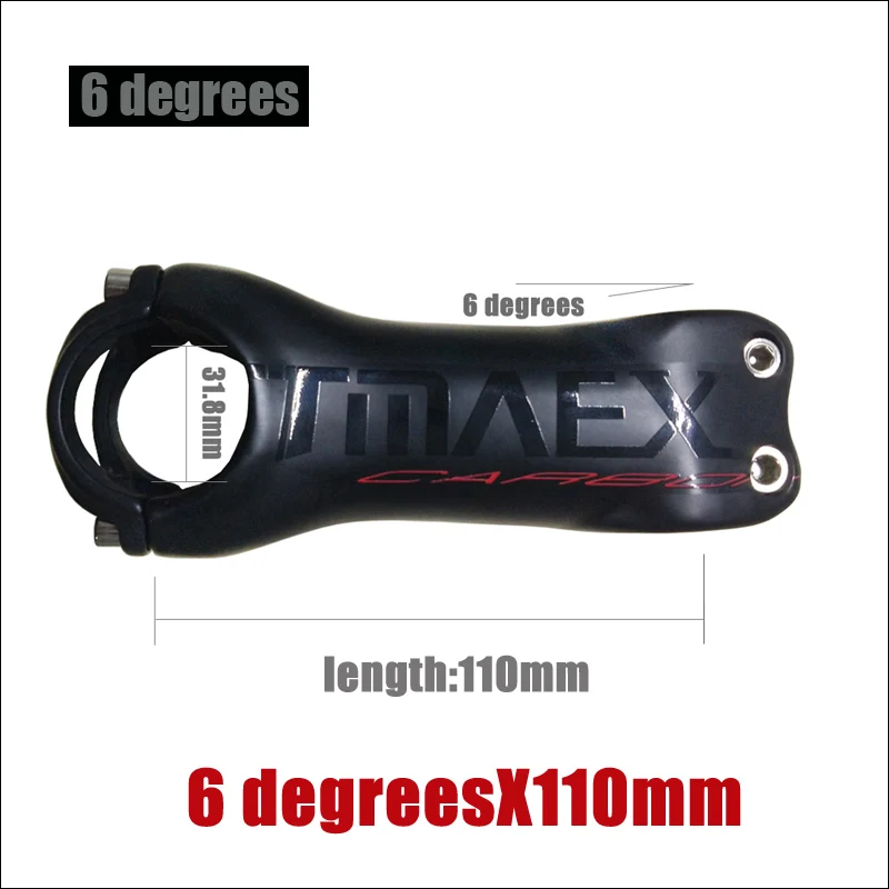 6 degrees 110mm TMAEX черный матовый карбоновый держатель велосипедный вынос руля велосипеда, углеродный руль для велосипеда стебли дороги углерода/MTB стенд 6/17 градусов 28,6 мм* 80/90/100/110/120 мм - Цвет: 6 degrees 110mm