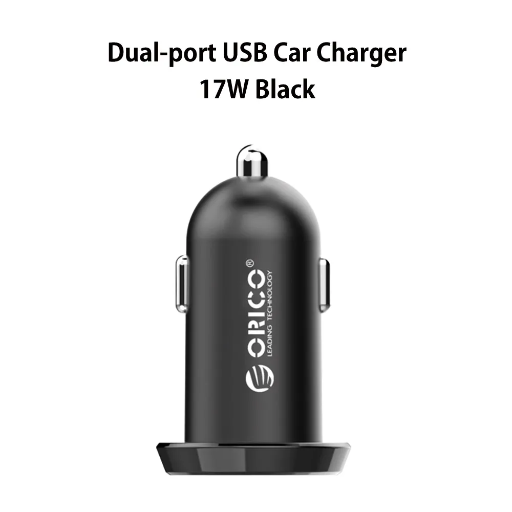 ORICO Dual USB Автомобильное зарядное устройство 2.4A интеллектуальное выходное 17 Вт Зарядное устройство для мобильного телефона прикуриватель DC 12-24 В - Тип штекера: UCE BK