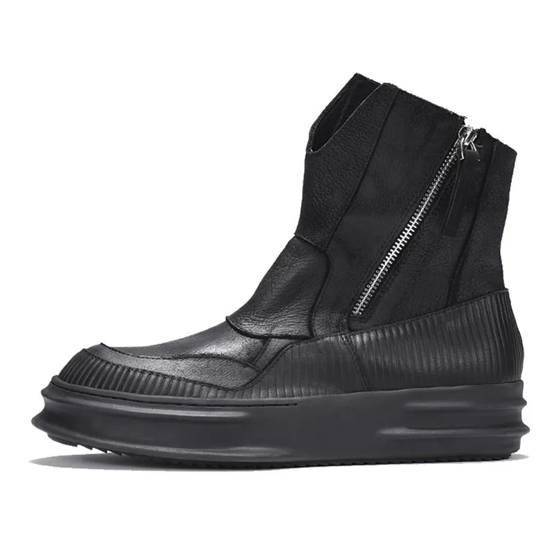 Мужские ботинки в винтажном стиле на платформе 4 см уличные из натуральной кожи