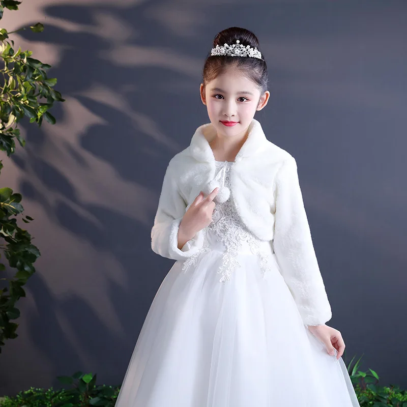2022 Baby Girl Coats Without Dress Kids Faux Fur Warm Short Jacket for Wedding Party Formal Girls Bolero Toddler Girl Outwear