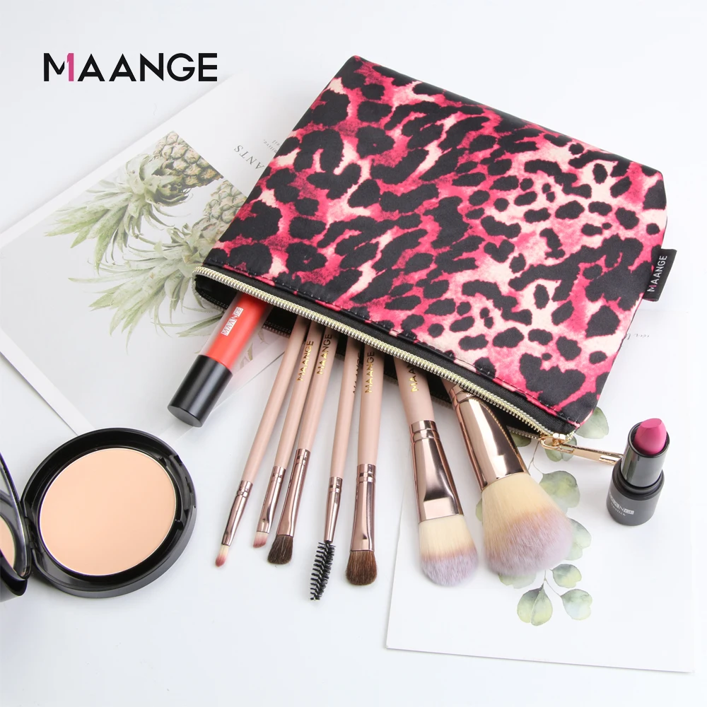 MAANGE женские косметички для макияжа с леопардовым узором дорожные