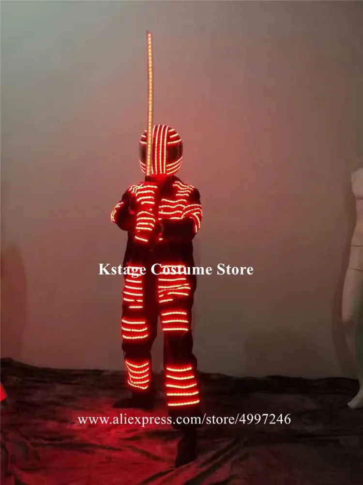KS64 костюмы для бальных танцев светодиодные RGB свет одежда сцены наряды dj робот