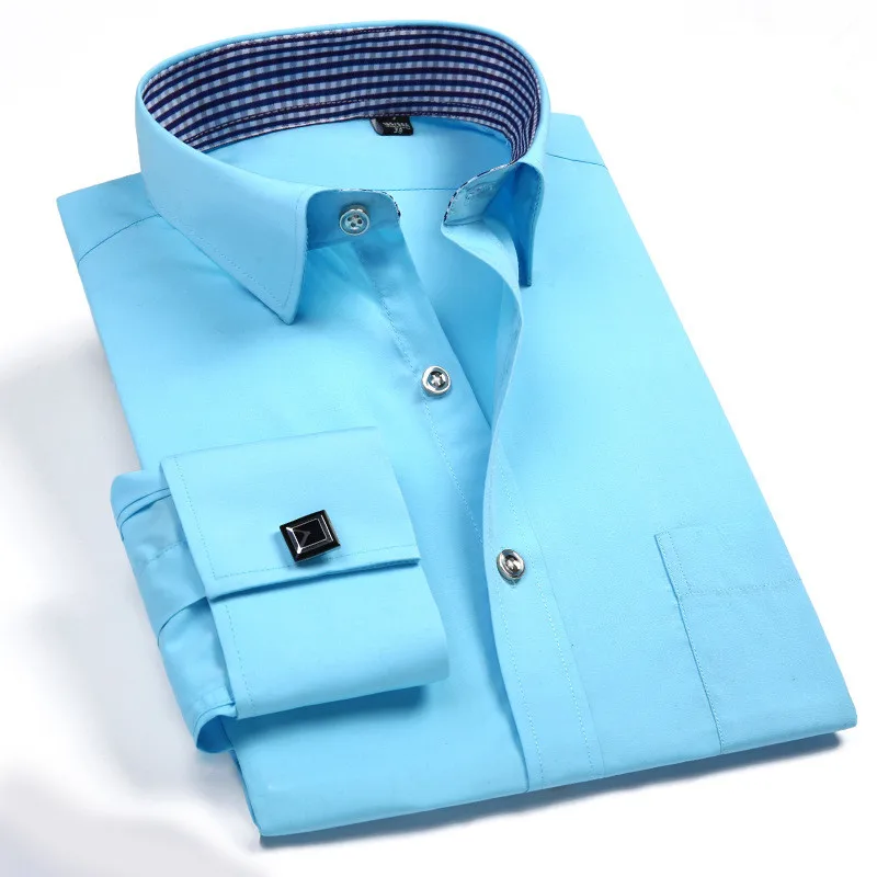 

Рубашка мужская, повседневная, с длинными рукавами и манжетами, запонки для рубашки в бизнес-стиле