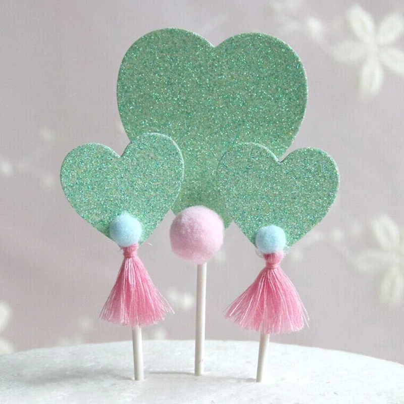3 шт. Симпатичные топперы для торта в форме сердца шляпа на день рождения