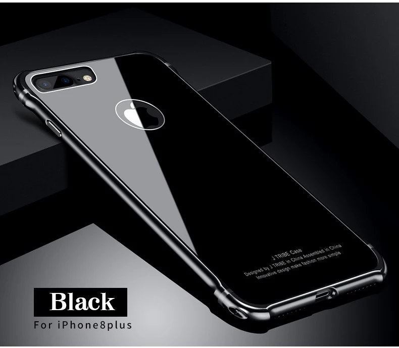 Leanonus чехол для iPhone 8 8 Plus чехол Роскошный Алюминиевый бампер+ Задняя Закаленное стекло-Броня Крышка корпуса для iPhone 8 Plus 7Plus
