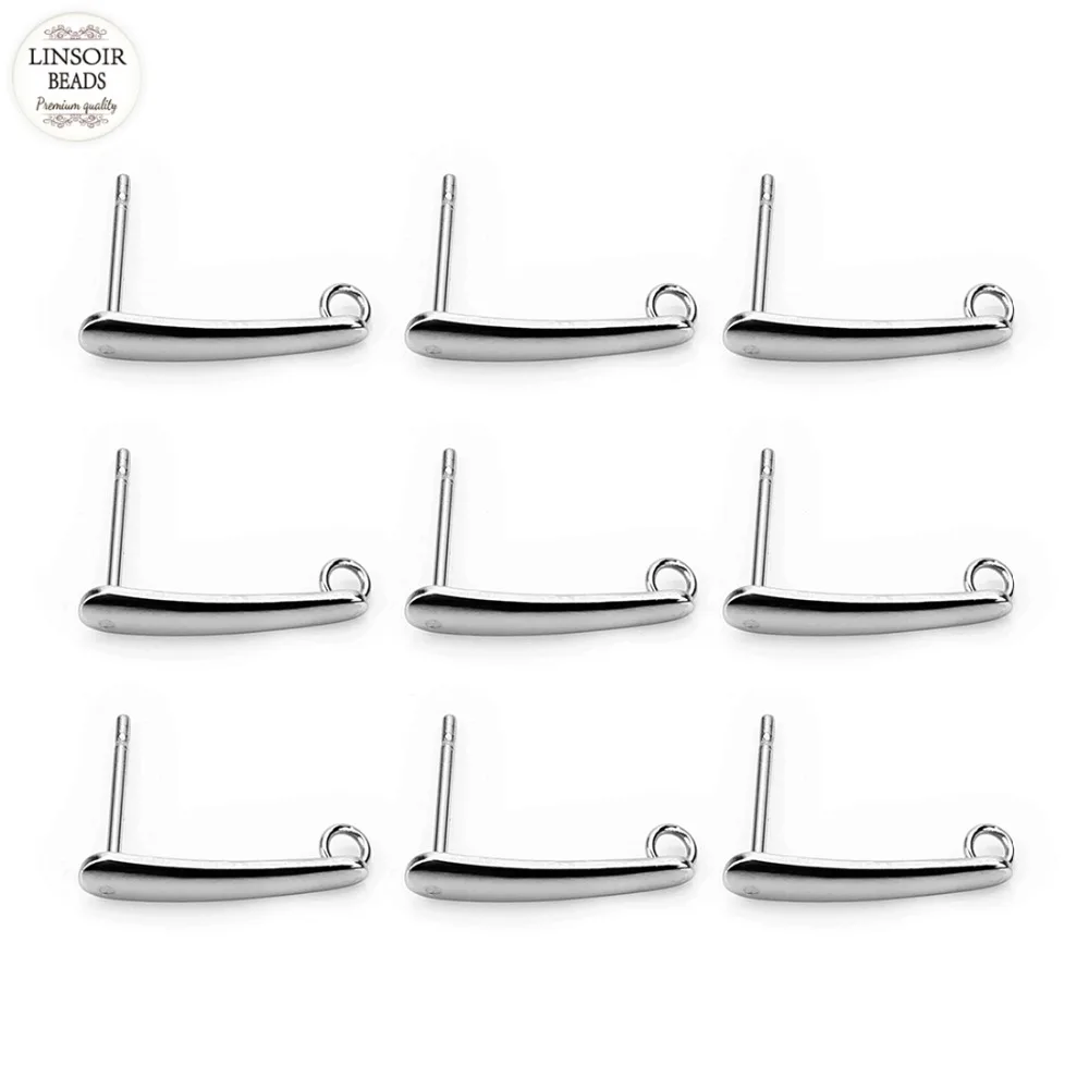 30 шт./лот серьга с пустым основанием из нержавеющей стали серебряный тон 3*15 мм