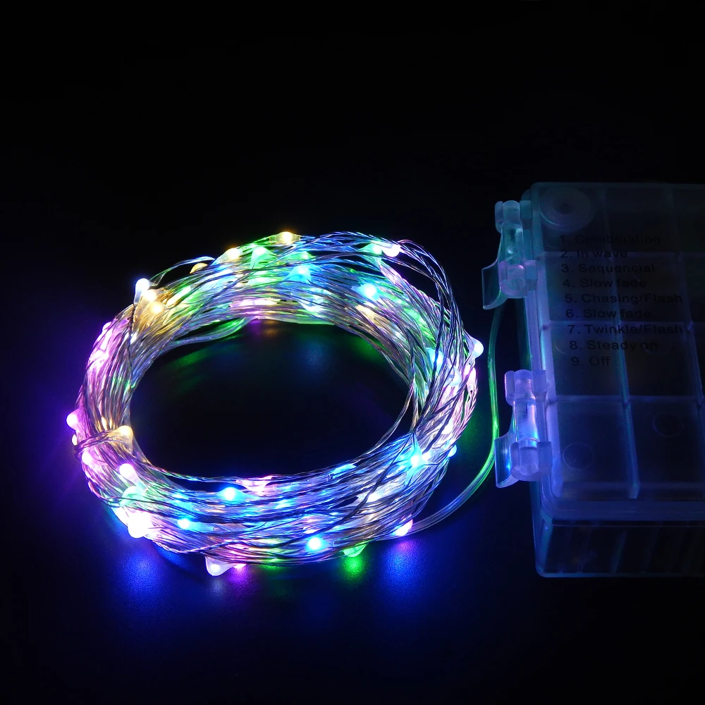 6AA батарея 6 м 19Ft 60LED Серебряная проволочная гирлянда декоративные рождественские