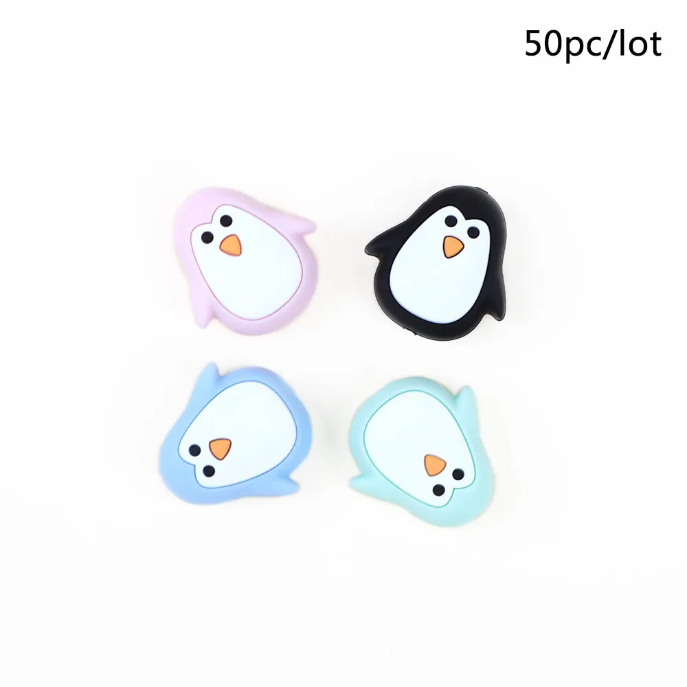 penguin-mix TYRY. HU 50 шт./лот мультфильм Силиконовые Бусины Единорог слон лиса Пингвин собака пищевой детский Прорезыватель DIY Детские Прорезыватели для зубов игрушки, не содержащие БИСФЕНОЛ - Цвет: penguin-mix