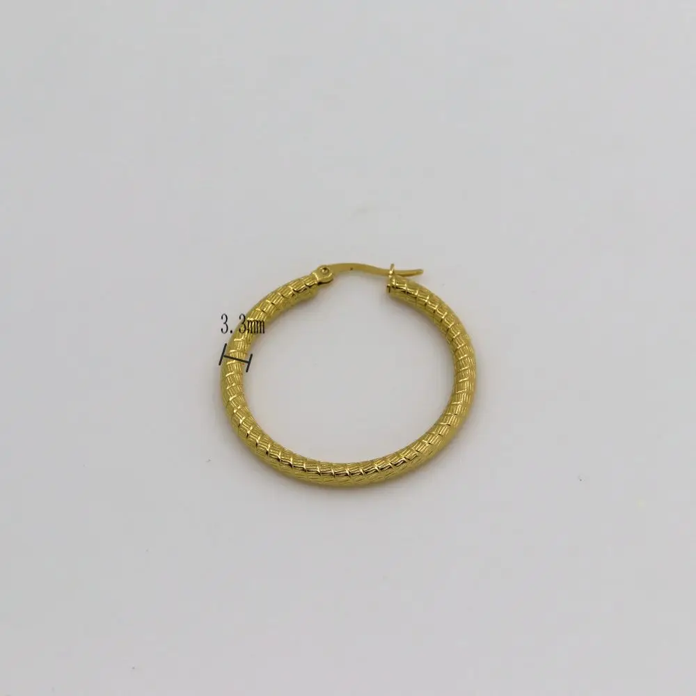 Fashion Jewelry Size 30mm Gold Colour High Quality Fancy Round Circle Hoops Trendy Stainless Steel Hoop Earrings for Women | Украшения и