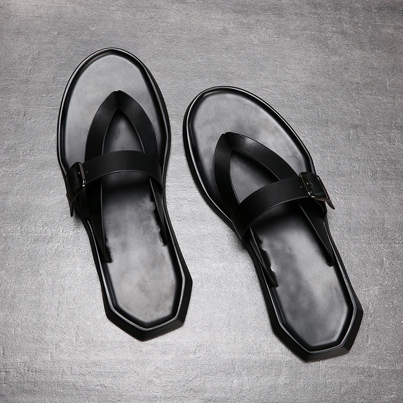 Для мужчин сандалии 2019 новые летние верхний слой кожаные туфли пляжная обувь