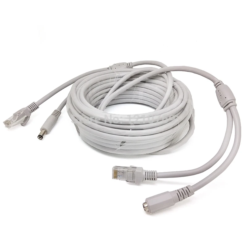 15 м/49 футов CCTV сетевой кабель RJ45 + DC мощность CAT5/CAT-5e Расширение Ethernet для NVR системы