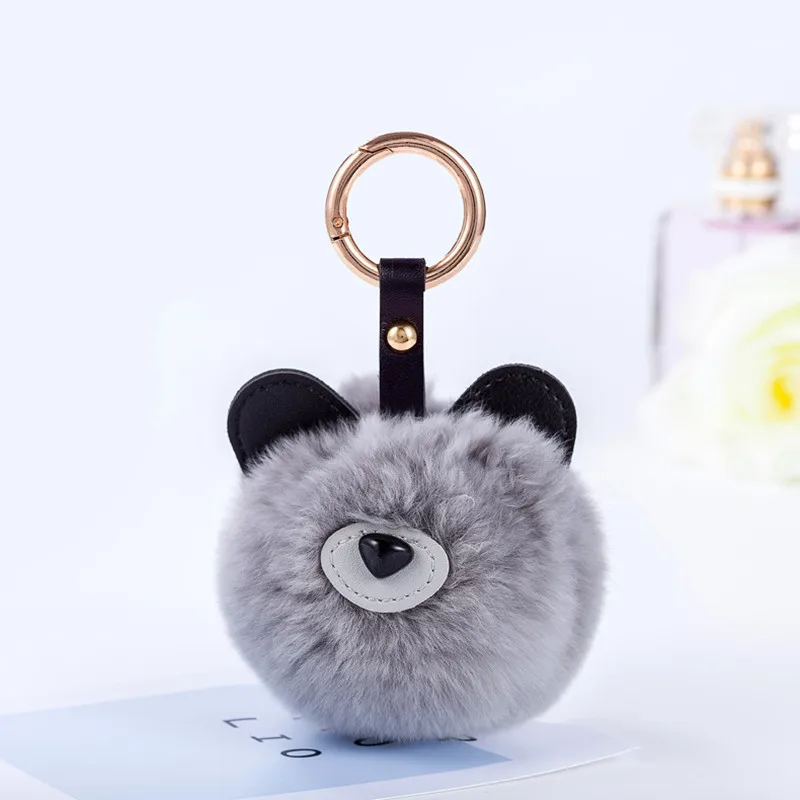 Брелок для ключей с помпонами брелок кроличьим мехом медведя помпоном меховым