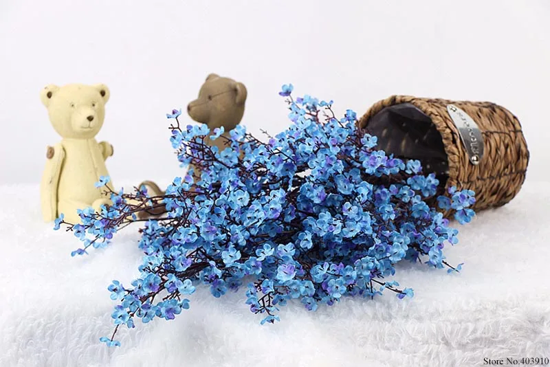 Blue 1pcs Искусственные цветы вишни, детские дышащие Гипсофилы, искусственные цветы, сделай сам, свадебное украшение, букет для дома, искусственные цветы, ветка - Цвет: Blue 1pcs