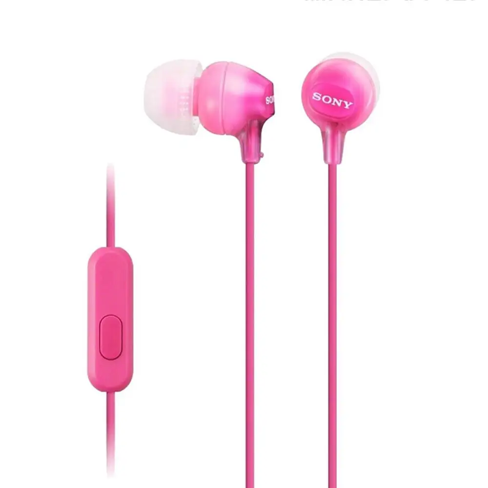 Sony MDR-EX15AP 3,5 мм проводные наушники-вкладыши сабвуфер стерео наушники Hands-free с микрофоном для Iphone sony oneplus Xiaomi huawei - Цвет: Розовый