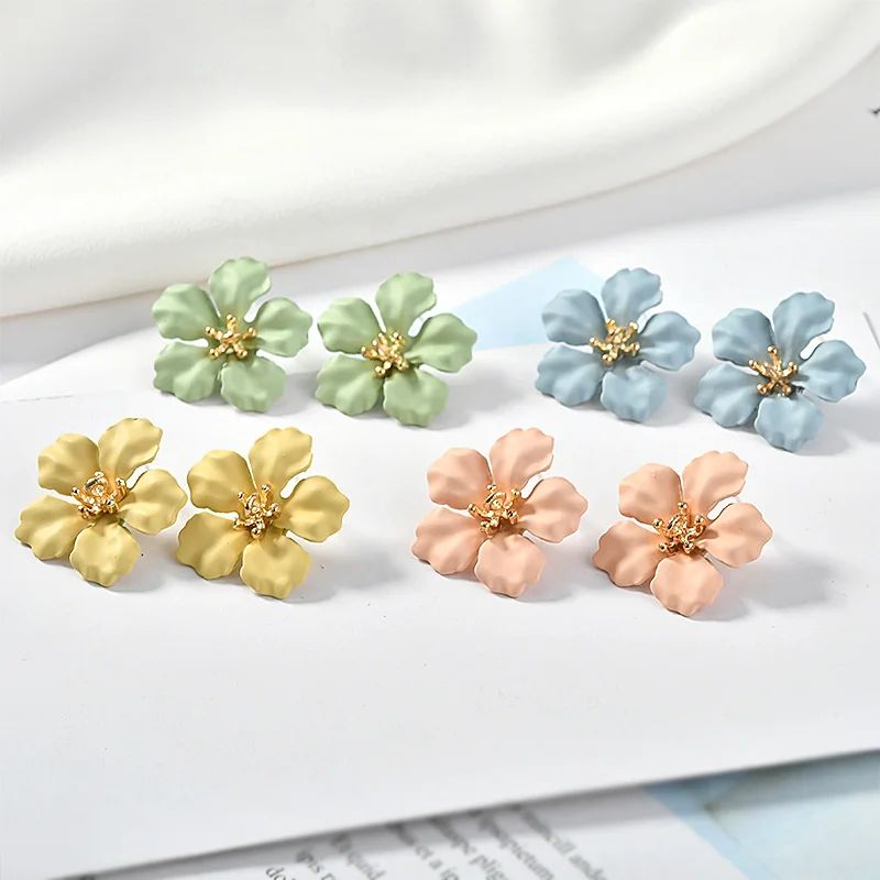 Цветок с висячим цветным сплавом спрей 925 Серебряная игла ушной гвоздь Diy кольцо