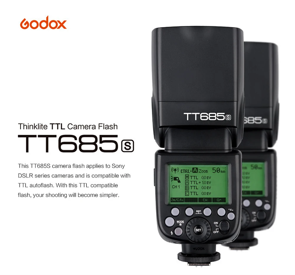 Вспышка для камеры Godox TT685S 2,4G HSS ttl+ X1T-S триггер+ кронштейн Bowens для sony A77II A7RII A7R A99 A58 A6500 A6000 A6300