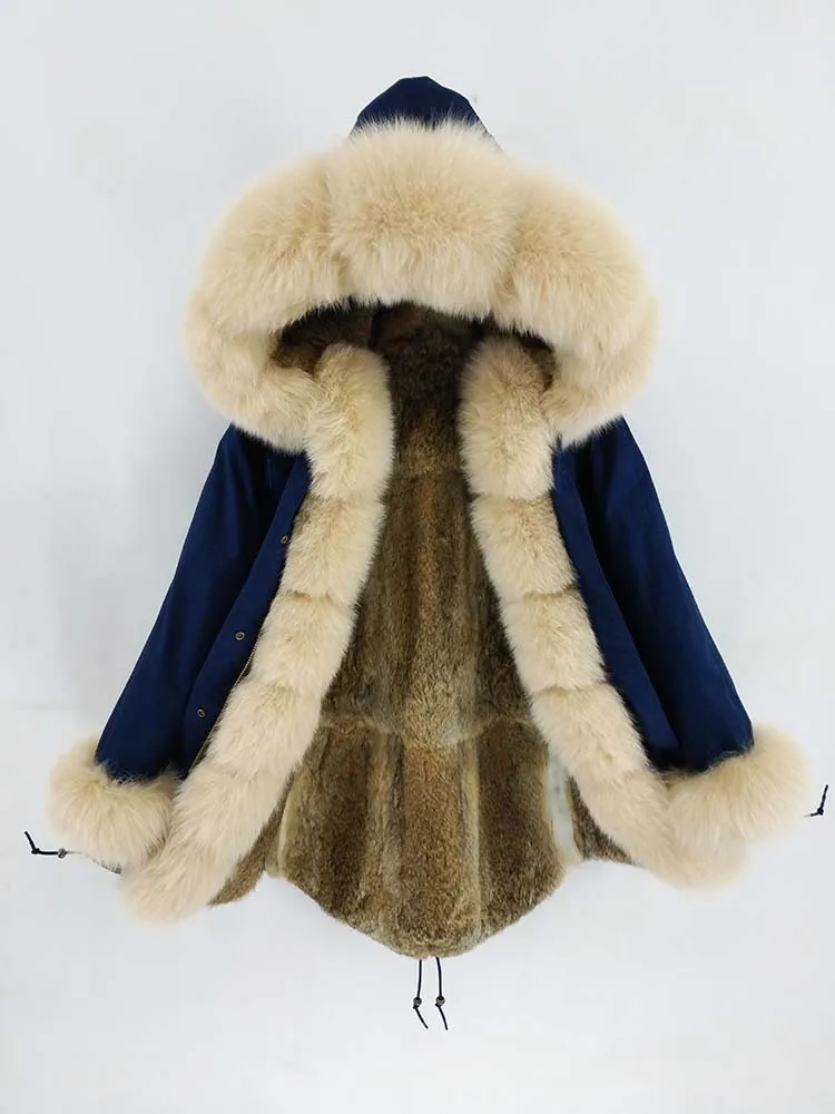 Rabbit fur liner A Mao KongLong парка зимняя куртка женские парки пальто из натурального меха натуральный мех енота капюшон Подкладка из натурального кроличьего меха Роскошная уличная одежда - Цвет: Rabbit fur liner A
