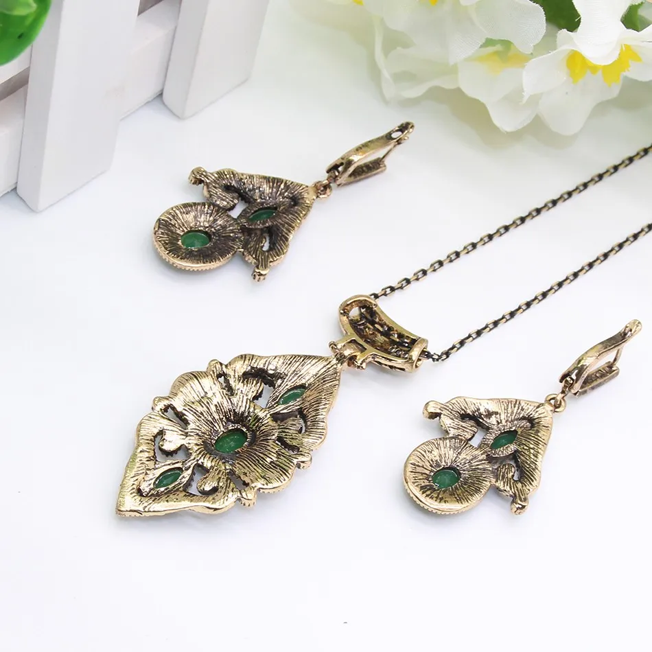 Винтажный турецкий Цветок Смола Ювелирные наборы длинный ожерелье серьги на