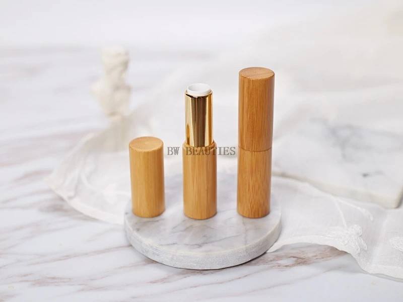 

100Pcs/Lot 12.1mm Makeup bamboo design empty lip gross container bamboo lipstick tube DIY cosmetic, lip balm tubes