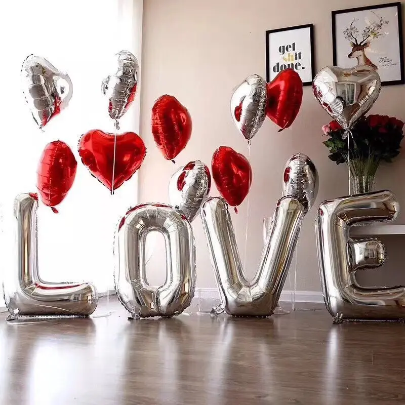 32 дюймовый фольгированный воздушный шар с надписью LOVE для юбилея свадьбы