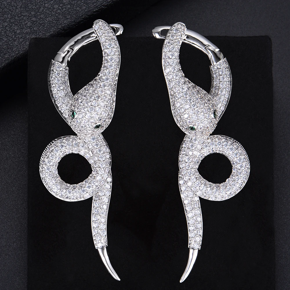 Unique Multicolors Wind Snake Shape AAA Full Cubic Zirconia Stud Earrings For Women Girls Party Wearing | Украшения и аксессуары