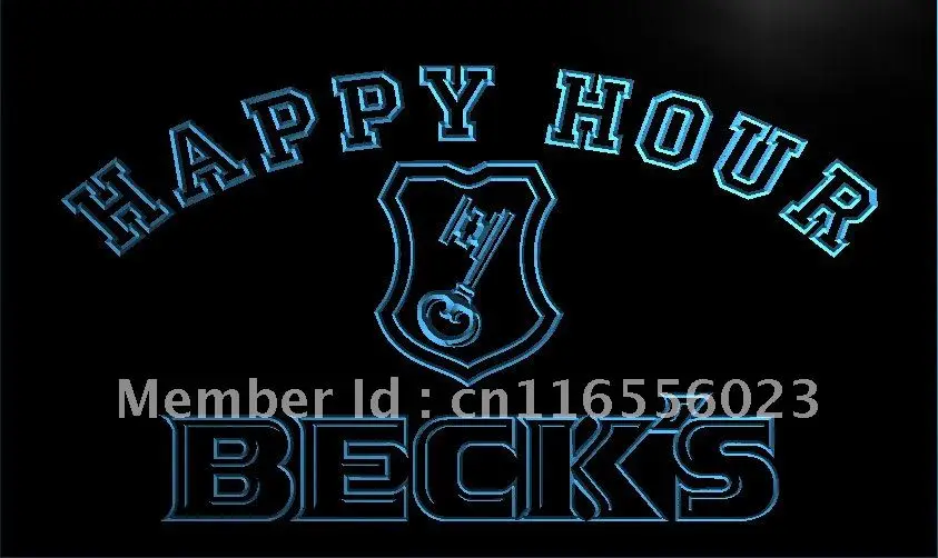 

LA609- Beck's Beer Happy Hour Bar LED Neon Light Sign home decor crafts