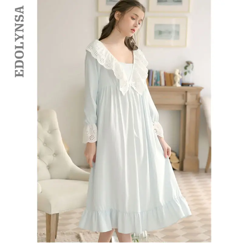 2020 Весенняя Ночная одежда для женщин домашняя винтажная ночная рубашка с длинным
