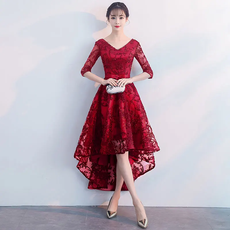 robe de soiree 2019 nouvelles High-end evening dress female V-neck simple party noble medium long | Свадьбы и торжества