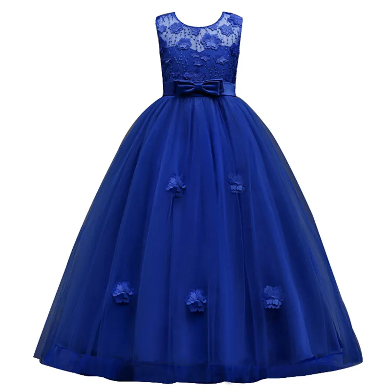 Новые платья принцессы для девочек кружевные с цветами из тюля конкурса первого