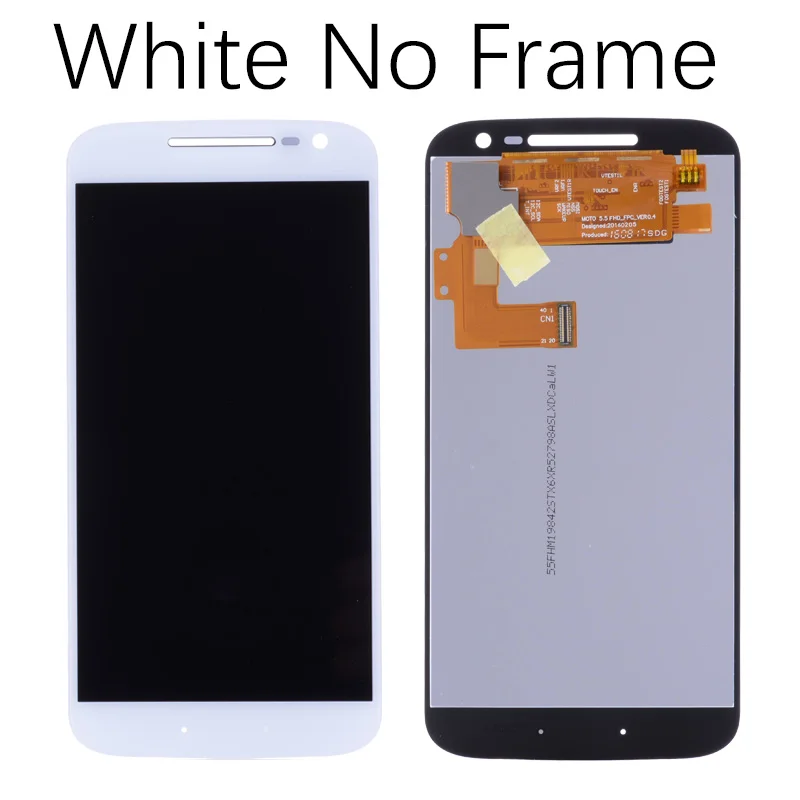 No Frame White ЖК-дисплей для Motorola Moto G4, сенсорный ЖК-экран для Moto G4, замена дигитайзера в сборе, черный, белый цвет - Цвет: No Frame White