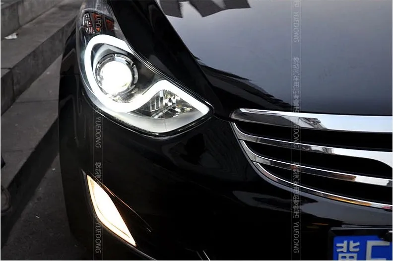 Автомобильный Стайлинг головная лампа для фары для автомобиля Hyundai Elantra angel eyes 2012- для Elantra головная лампа Биксеноновая линза Hi Low Beam h7