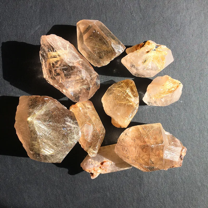

Original stone Natural titanium crystal Blonde crystal stone mineral standard Decoration DIY stone specimen carving material