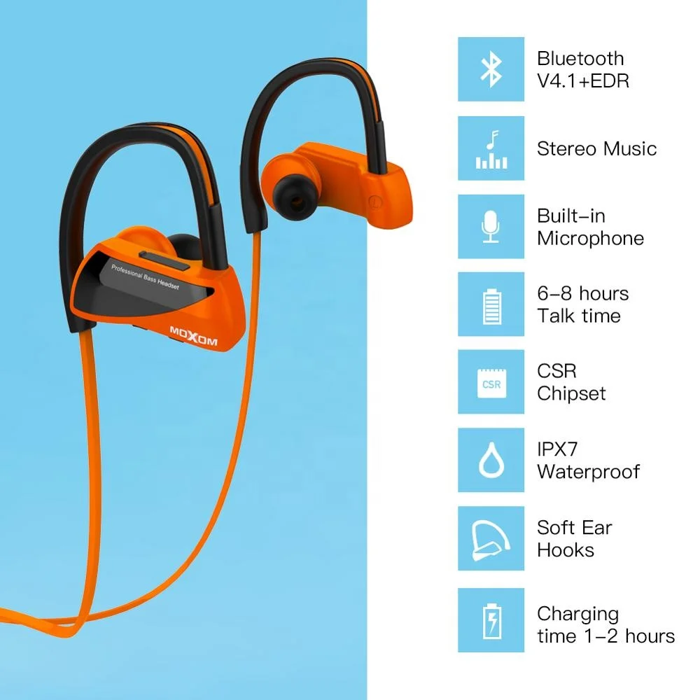 Беспроводной Bluetooth наушники IPX7 Водонепроницаемый удобные крепления наушников