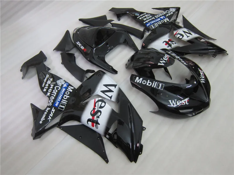 ABS мотоциклетные Запчасти для Kawasaki ZX10R 2006 2007 Белый Черный West обтекатель комплект