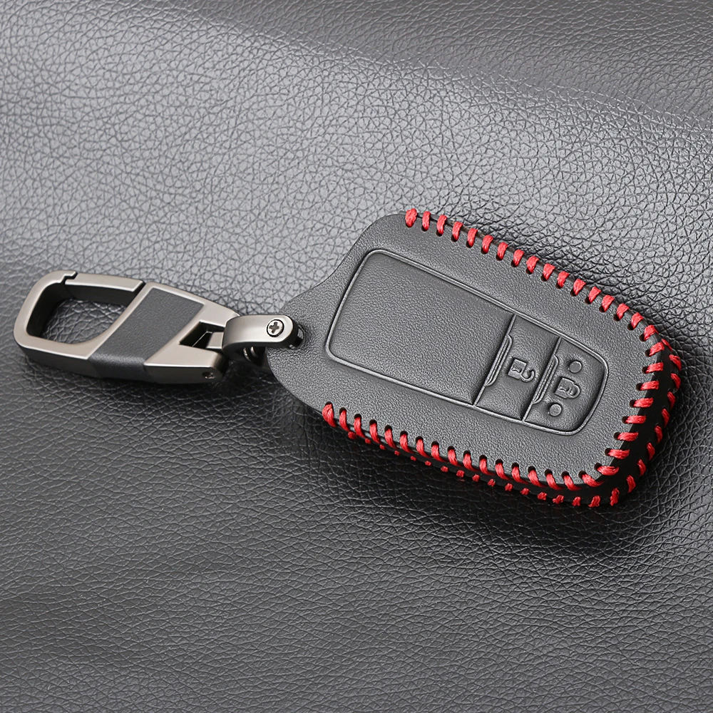 Черный кожаный чехол для дистанционного ключа автомобиля Toyota CHR C HR Prado 2017 2018 Prius