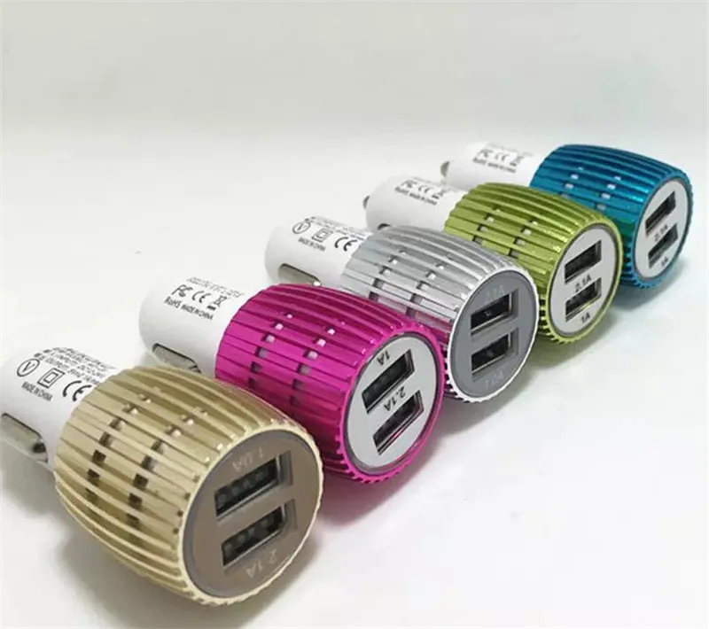 Дорожный адаптер двойной USB Автомобильное зарядное устройство металл 2 порта