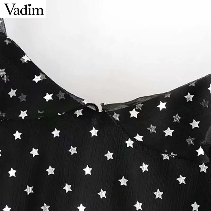 Vadim шикарное Черное мини-платье со звездным принтом шифоновое платье с v-образным