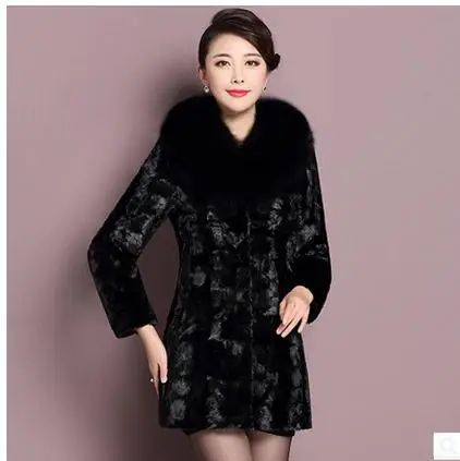 

Winter Female Long Section Warm Faux Fur Jacket Imitation Mink Fur Coat Large Size Black Womens Winter Autumn Fur Overcoat K223