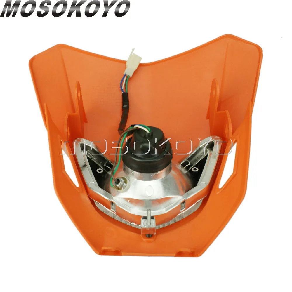 Orange Motocross Dirt Bike Headlight Fairing Universal For EXC SX SMR XCF EXCF EXCW XCFW 200/300/400 Enduro 12V 35W Headlamp |